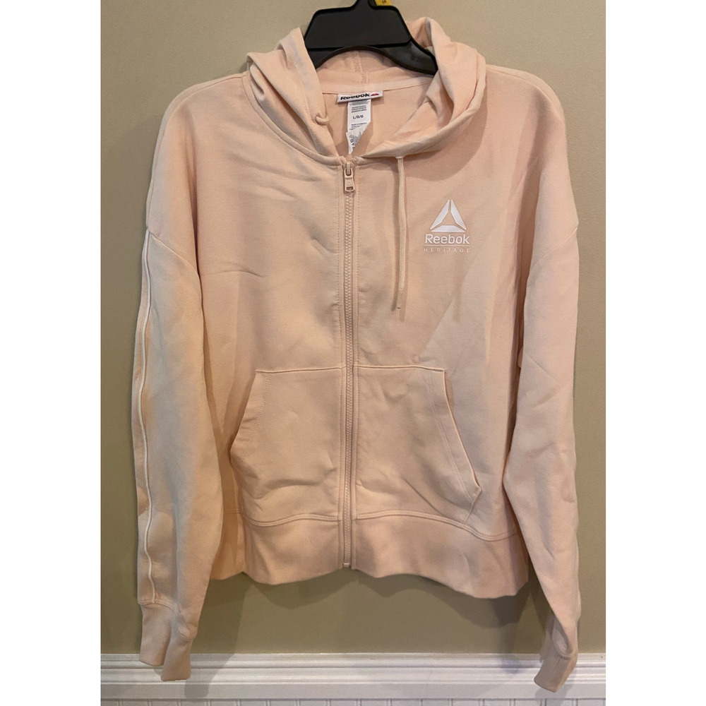 Reebok‎ Women's Cropped Full Zip-Up Hoodie Pink  Size XXL Cotton Blend